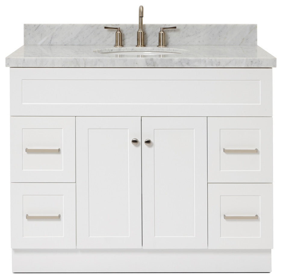 Ariel Hamlet 43" Oval Sink Bath Vanity, 1.5" Carrara Marble