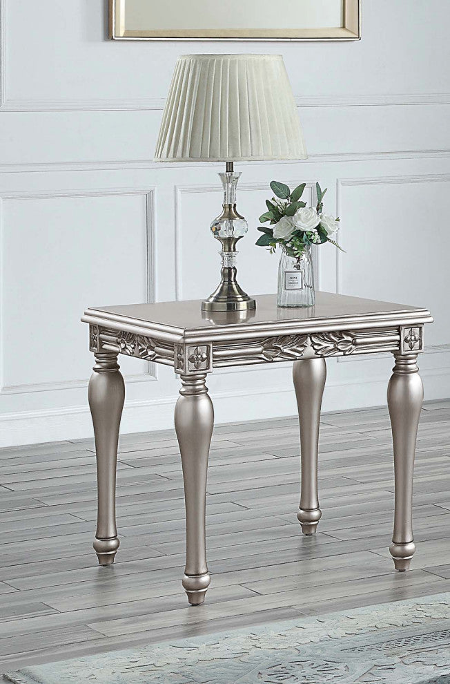 Wood Square End Table, Platinum
