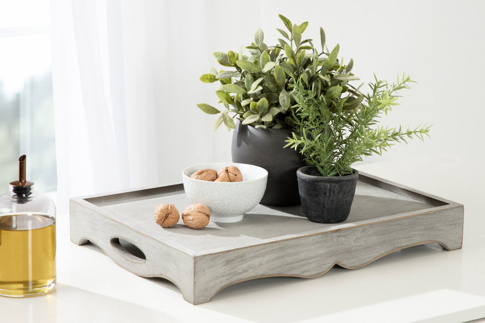 Astral Decorative Wood Tray, Gray, 12"x17"