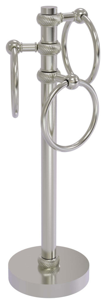 Vanity Top 3 Towel Ring with Twisted Accents, Satin Nickel