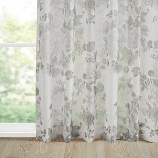 Madison Park Simone Printed Floral Rod Pocket and Back Tab Voile Sheer Curtain