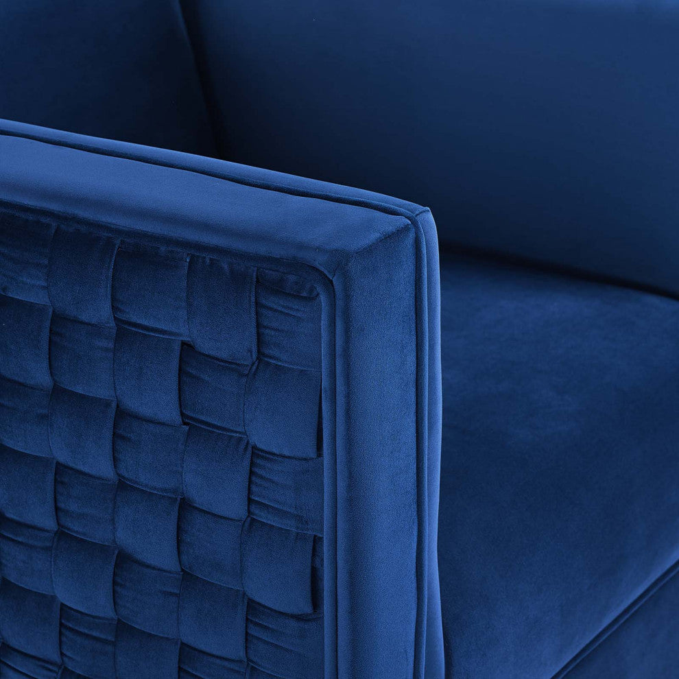 Armchair Accent Chair, Velvet, Blue Navy, Modern, Living Lounge Hospitality