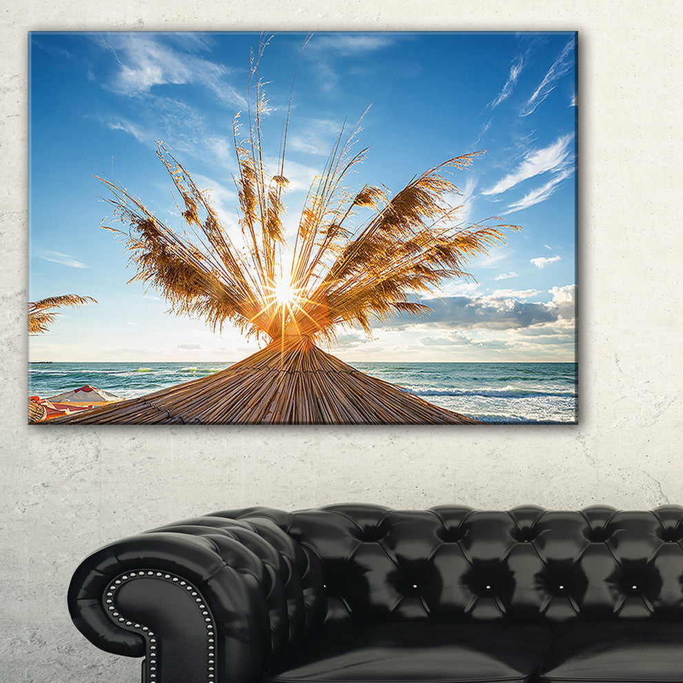 "Vivid Sunrise on Sandy Beach" Canvas Print