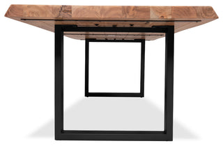 Brooks Dining Table, U Base, 40"x116", Teak Top, Black Base
