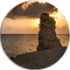 African Ruins At Sunset Seashore, Seashore Disc Metal Artwork, 11"
