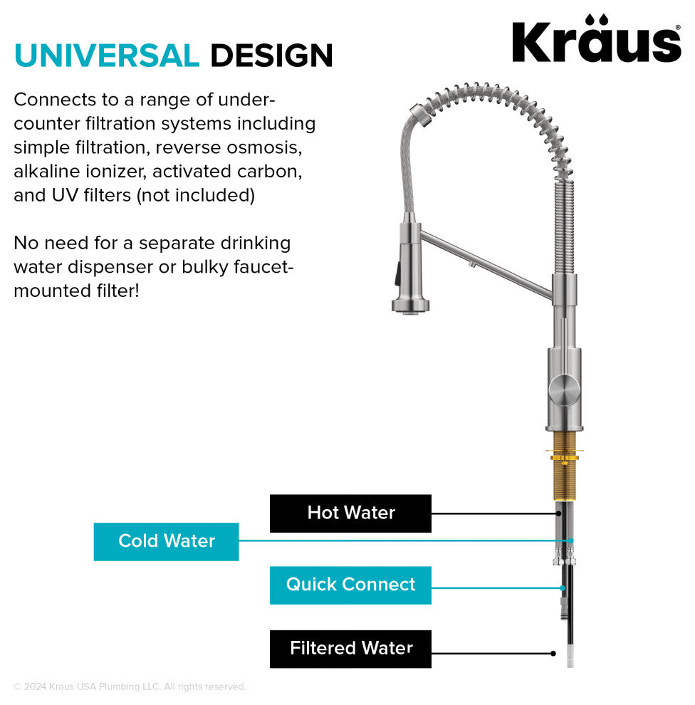 Bolden Commercial Style 2-Function Pull-Down 1-Handle 1-Hole Kitchen Faucet, Spot Free Stainless Steel/ Matte Black (Filter Kitchen Faucet)