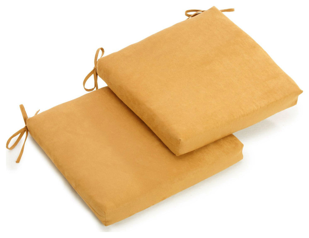 20"X19" Solid Microsuede Chair Cushions, Set of 2, Lemon