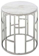 Modrest Silvan Marble and Stainless Steel End Table