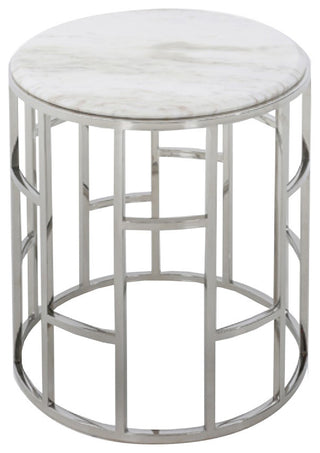 Modrest Silvan Marble and Stainless Steel End Table