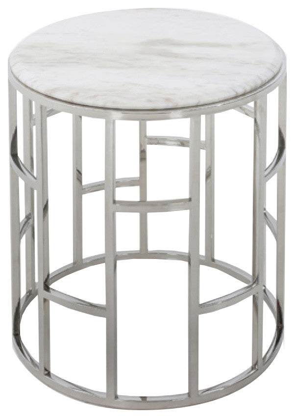 Modrest Silvan Marble and Stainless Steel End Table