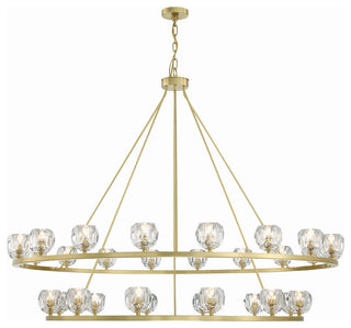 Aragon 30-Light Soft Brass Chandelier, Faceted Cut Crystal