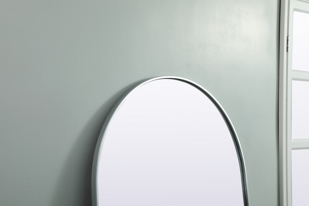Metal Frame Arch Full Length Mirror 32X76 Inch, Silver