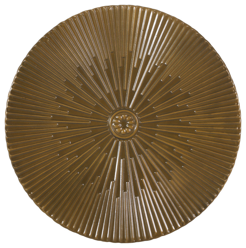 Pamsha Modern Iron Sunburst Side Tables, Set of 2, Brushed Antique Gold