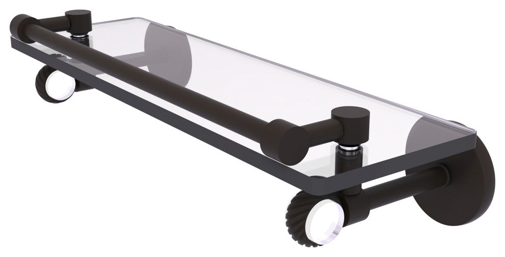 Clearview 16" Gallery Rail Glass Shelf with Twisted Accents, Oil Rubbed Bronze