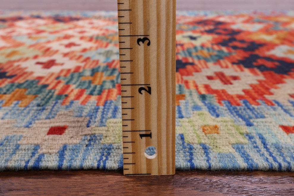 2' 7" X 10' 0" Runner Wool On Wool Flat Weave Kilim Reversible Rug Q9467