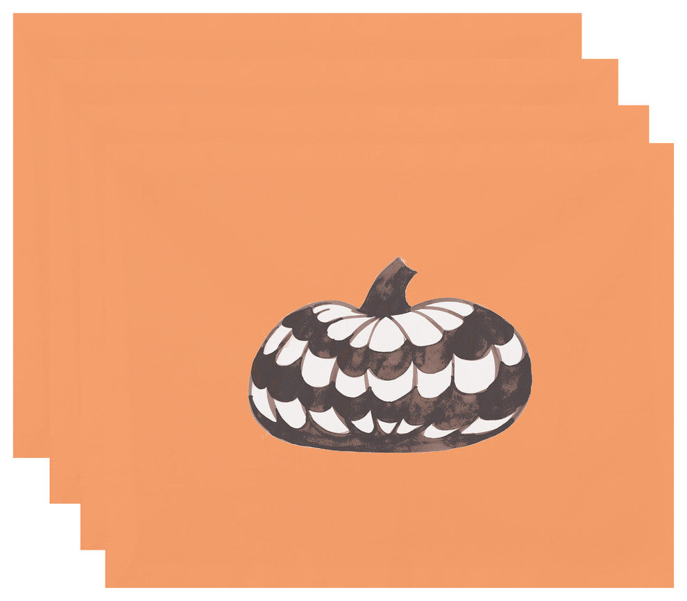 Pumpkin Single 18"x14" Orange Halloween Print Placemat, Set of 4