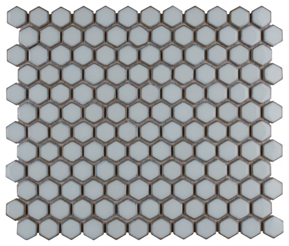 Hudson 1" Hex Silk White Porcelain Floor and Wall Tile