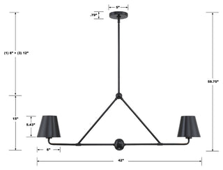 Xavier 2-Light Matte Black Chandelier