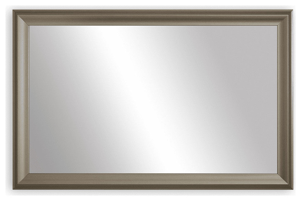 Woodford Framed Wall Mirror, Nickel, 20" X 48"