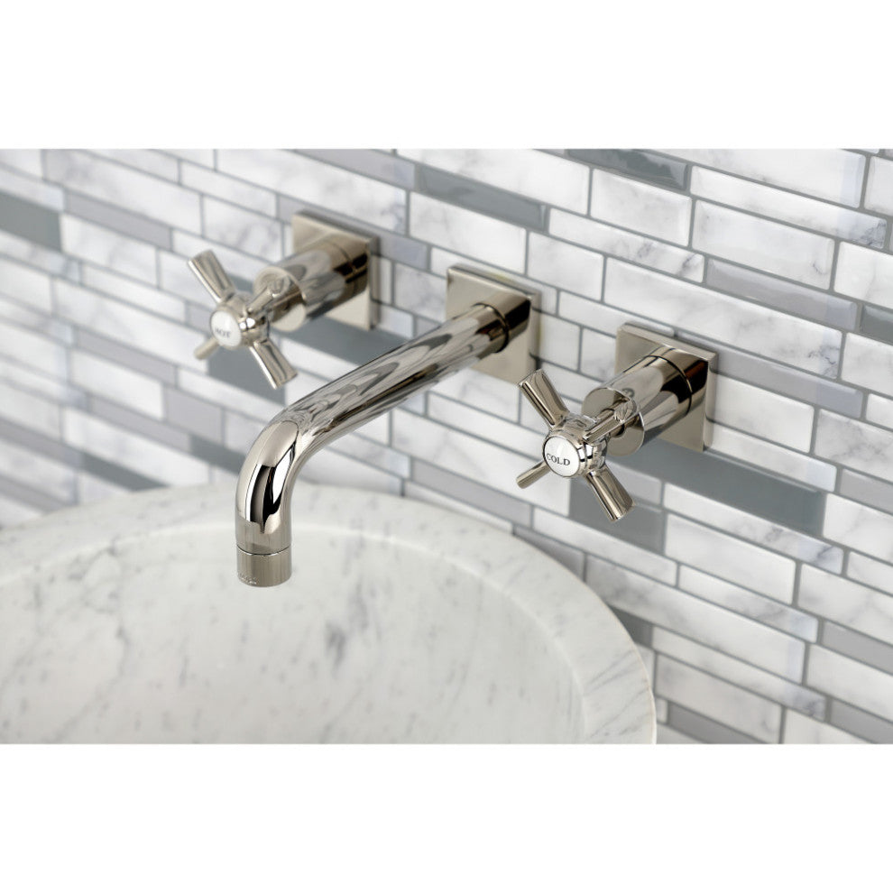 Kingston Brass KS6126ZX Two-Handle Wall Mount Bathroom Faucet, Polished Nickel