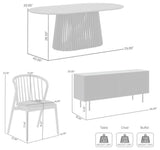 Pasadena Echo 6-Piece Oval Dining Set, Buffet Black Oak Walnut Finish Chairs