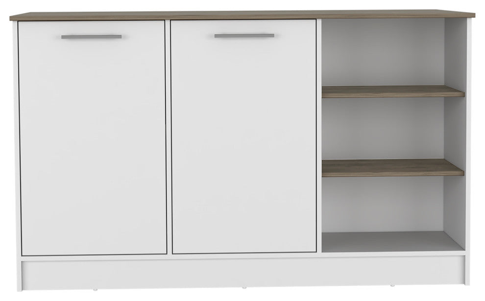 DEPOT E-SHOP Mars Kitchen Island, White/Dark Brown