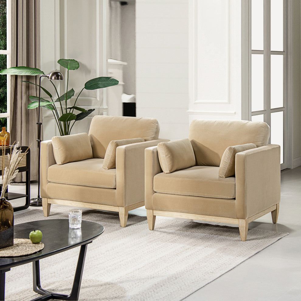 Knox 36" Modern Farmhouse Arm Chair, Fawn Brown Performance Velvet