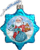 Keepsake Santa With Blue Bag Scenic Glass Ornament