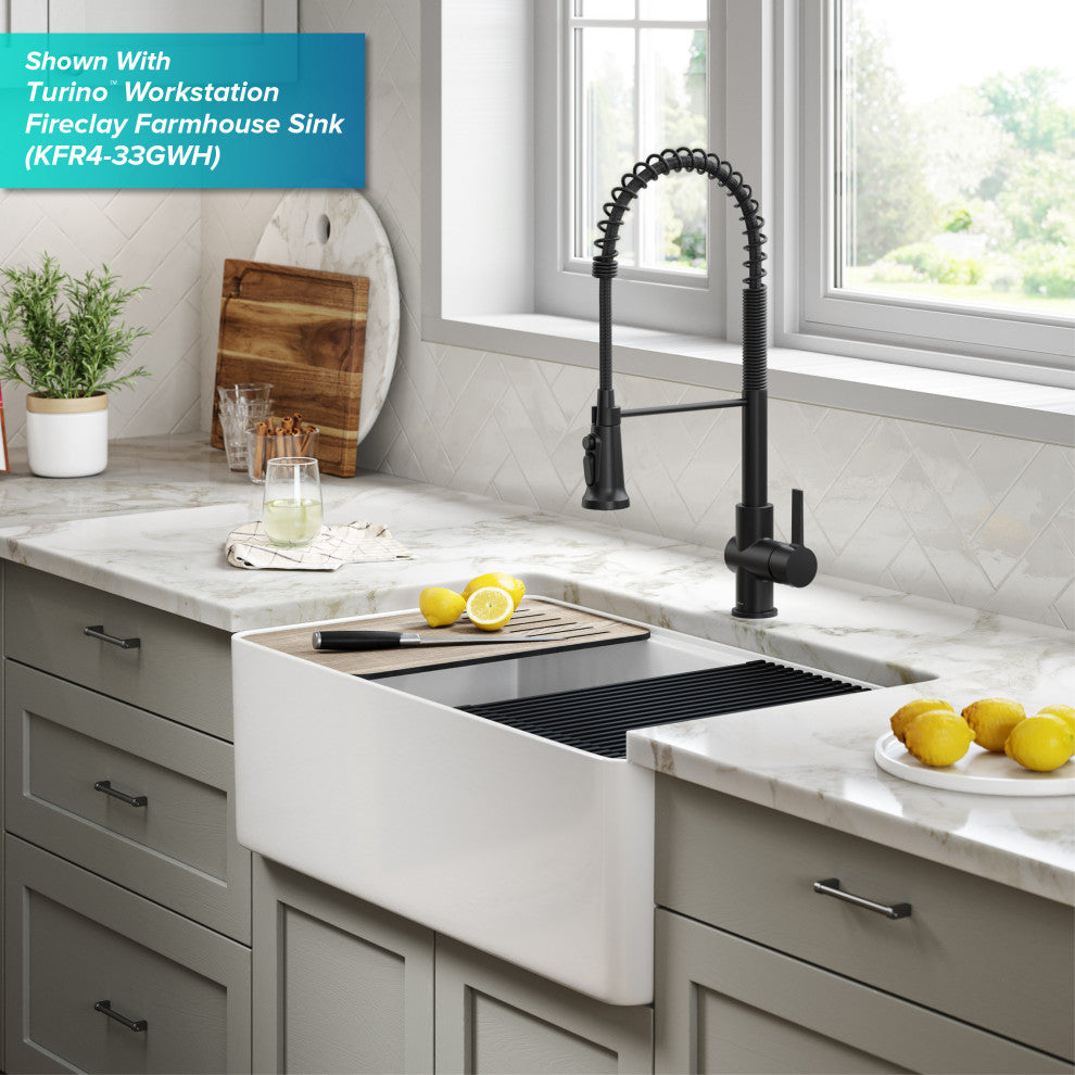 Britt Commercial Style 3-Function Pull-Down 1-Handle 1-Hole Kitchen Faucet, Matte Black (Filter Kff-1691mb)