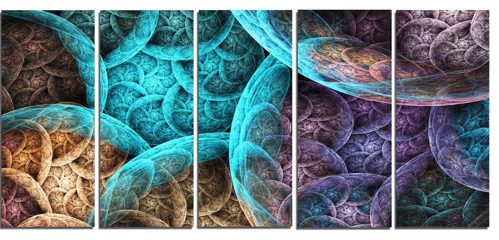 Colorful Dramatic Clouds, Abstract Art on Canvas, 60"x28", 5 Panels