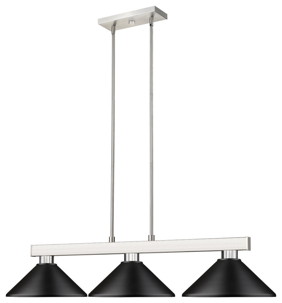 Zlite 152BN-MMB 3-Light Billiard Light, Matte Black