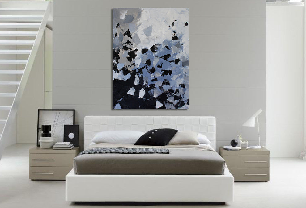 40"x30" Black white grey abstract art Original Large Modern Painting wall decor