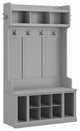 Woodland 40W Hall Tree and Shoe Bench with Shelves in Gray - Engineered Wood