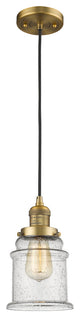 Canton 1-Light LED Mini Pendant, Brushed Brass, Glass: Seedy