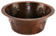 16" Round Copper Prep Sink With Grapes and 3.5" Drain Opening