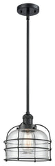 Large Bell 1-Light LED Cage Pendant, Matte Black, Glass: Seedy