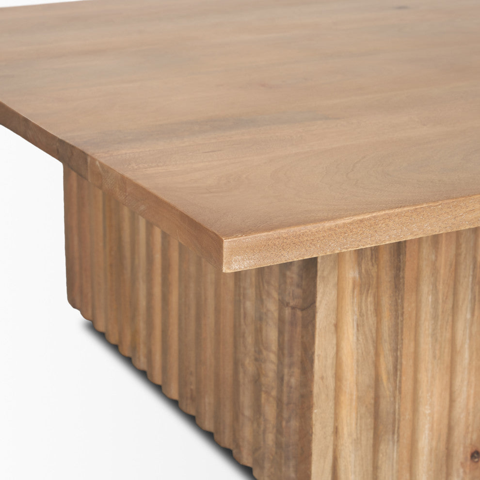 June Light Brown Wood With Fluting Square Coffee Table