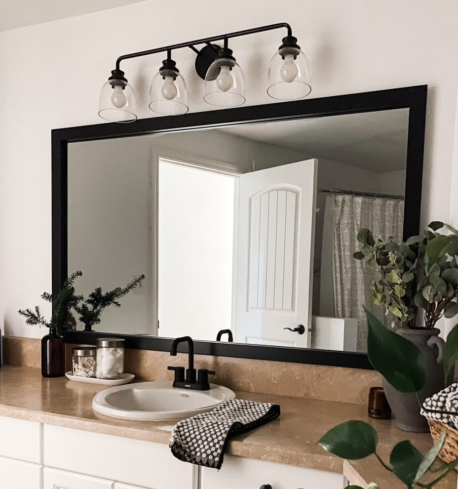 Meade Framed Wall Mirror, Black, 36"x24"