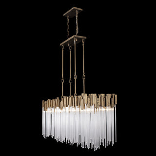 Matrix 8 Light Linear Pendant in Havana Gold with Clear Fluted Glass