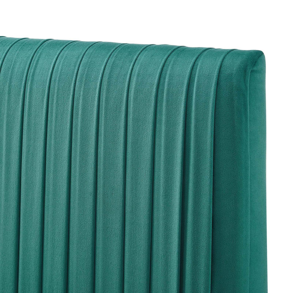 Tufted Headboard, Full Queen Size, Velvet, Teal Blue, Modern Contemporary
