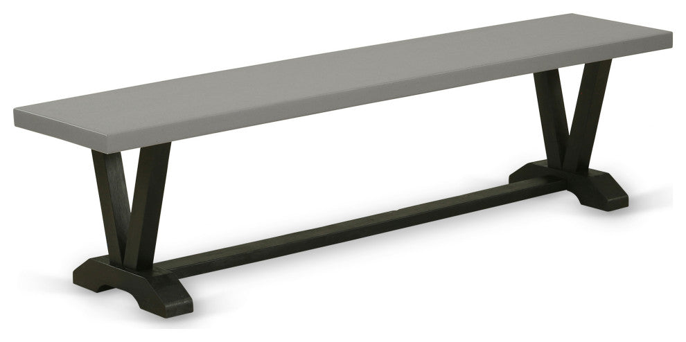 V-Style 15X72 In Dining Bench With Wirebrushed Black Leg And Cement Top Finish