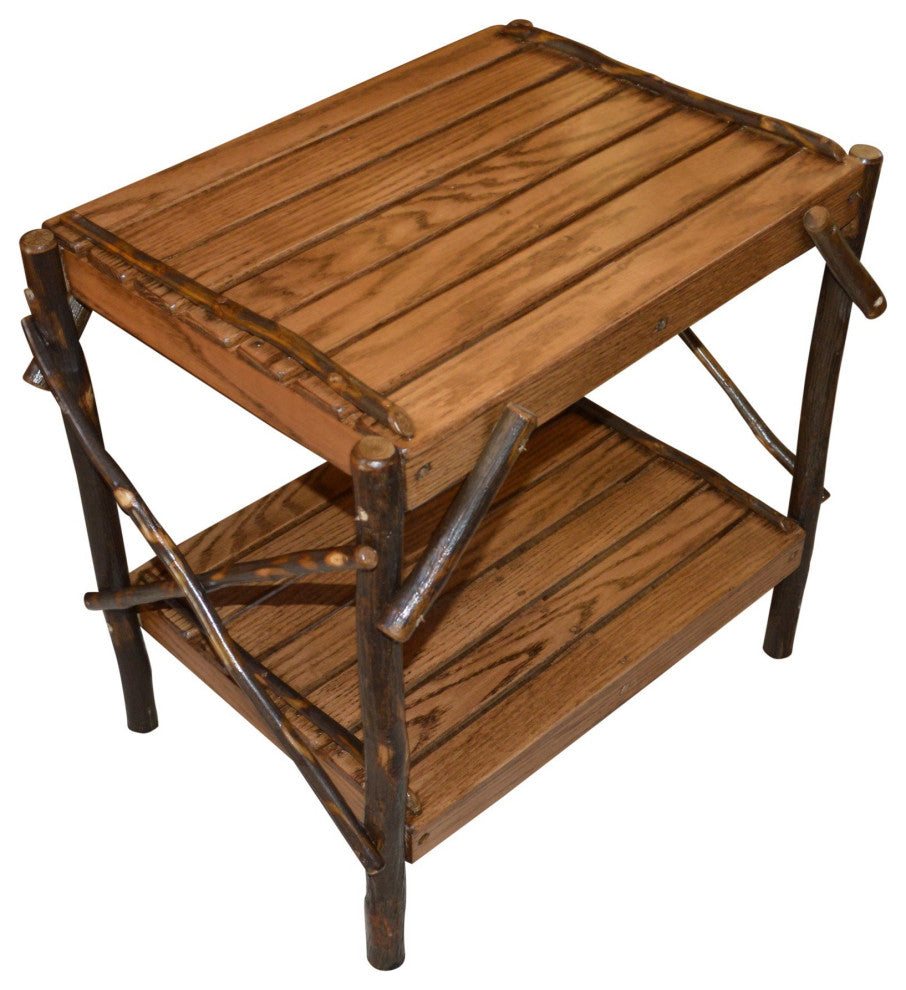 Hickory End Table, Walnut Finish