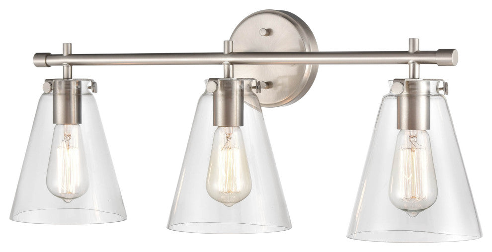 3 Light 27" Brushed Nickel Bathroom Vanity Light
