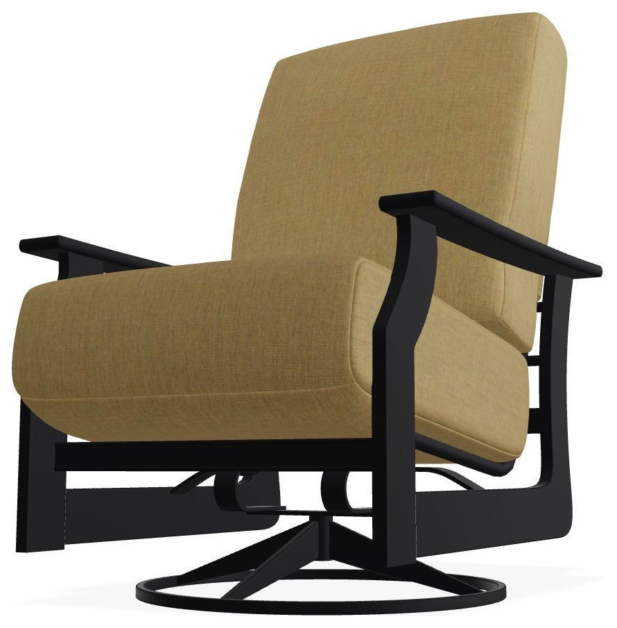 St. Catherine Deep Seat Outdoor Swivel Rocker, Stucco/Black
