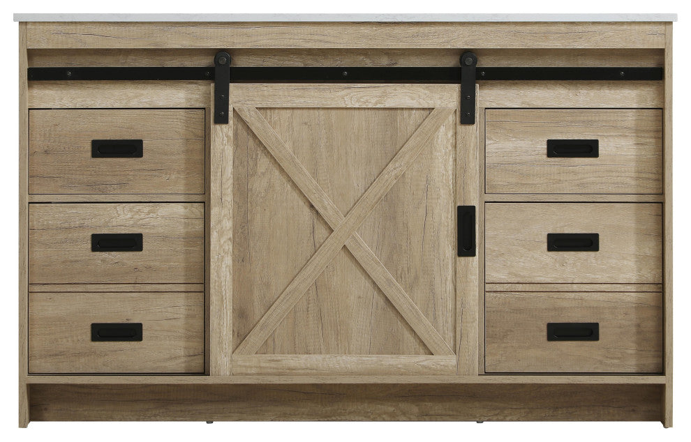 Home Living 54" Single Bathroom Vanity, Natural Oak