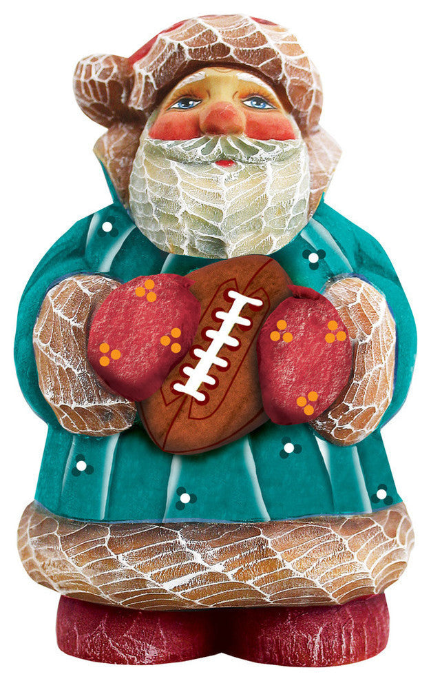 Hand Painted Football Santa Figurine