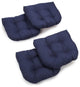 19" U-Shaped Spun Polyester Tufted Dining Chair Cushions, Set of 4, Azul