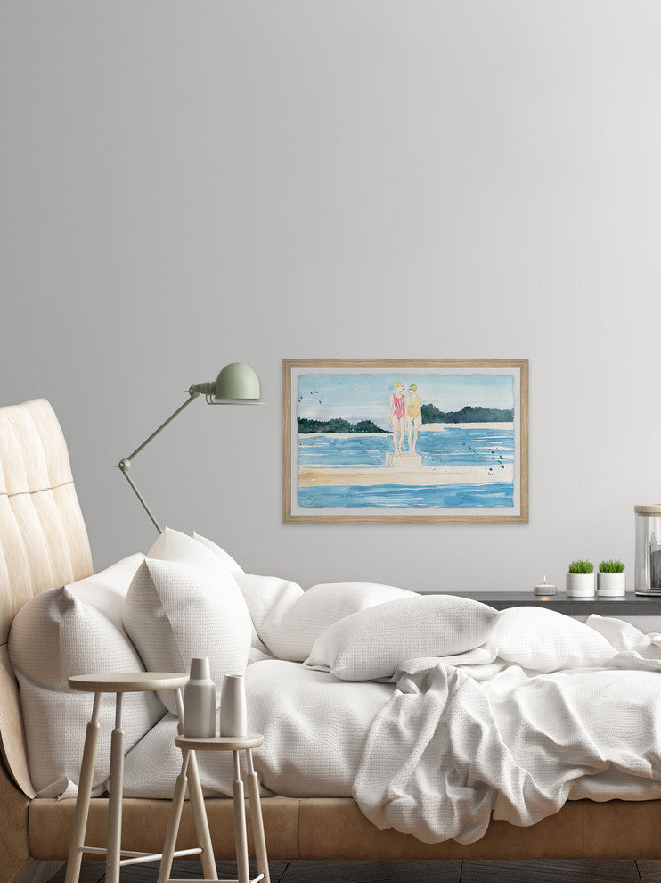 "Stripes Dive" Framed Painting Print, 30"x20"
