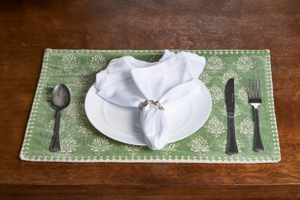 Fairytale Motif Bordered Place Mats, Green/Cream