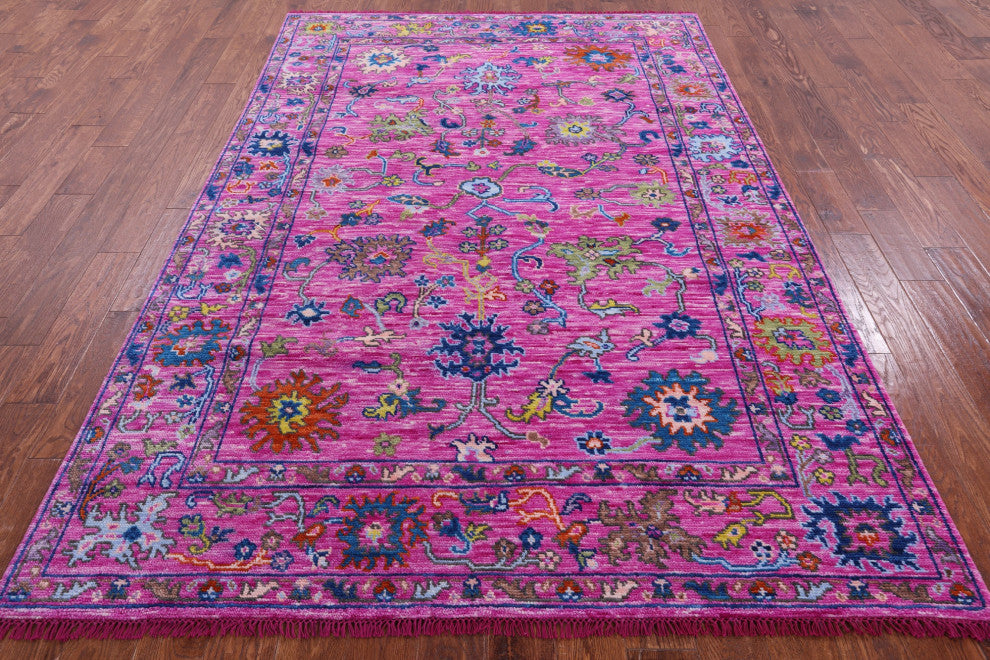 6' 2" X 9' 1" Handmade Turkish Oushak Wool Rug - Q13658